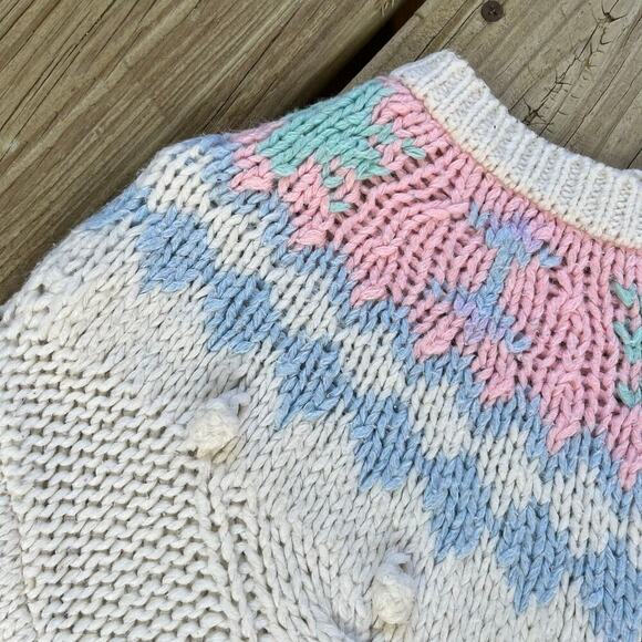 Jason Maxwell Women's Vintage White Fair Isle Sweater Size L - Picture 3 of 7